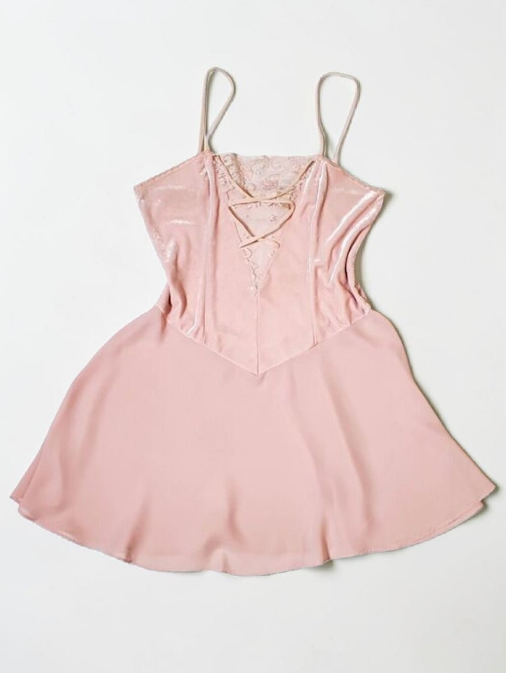 Vintage Delicates Blush Pink Slip Size M Velvet Corset Top Lace Trim   Womens